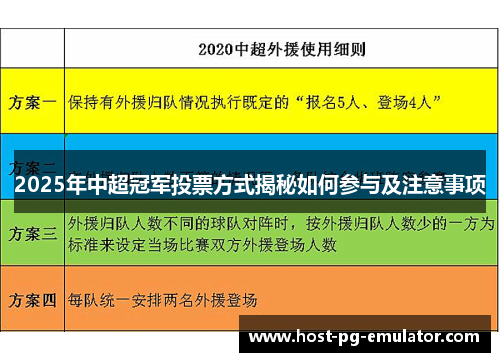 2025年中超冠军投票方式揭秘如何参与及注意事项
